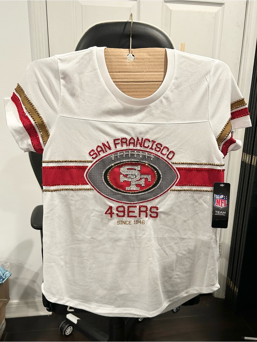 NFL San Francisco 49ers White, Red & Gold Short Sleeve Jersey Tshirt